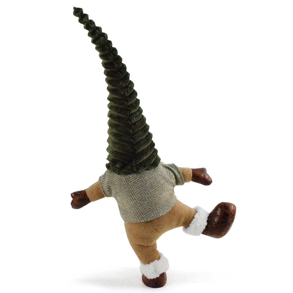 Green Hat One-Legged Standing Christmas Gnome - Santa & Rudolph Plush Faceless Dwarf Figurine โ image 2