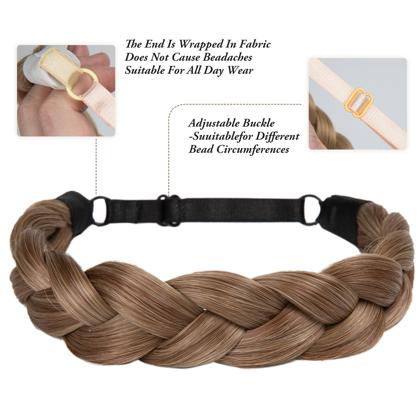 1pc Synthetic Braiding Hair with Adjustable Belt Braided Bohemian Style Women Hairstyle 10 Athree strand braid — image 3