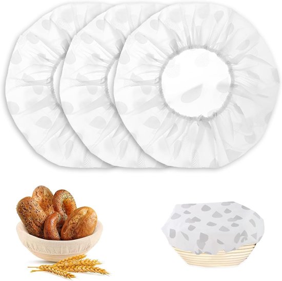 Bread Covers - 3-Pack Moisture Covers - Baker's Dough Cloths - Moisture Covers - Round, Stretchable Moisture Basket Covers - Reusable Moisture Covers