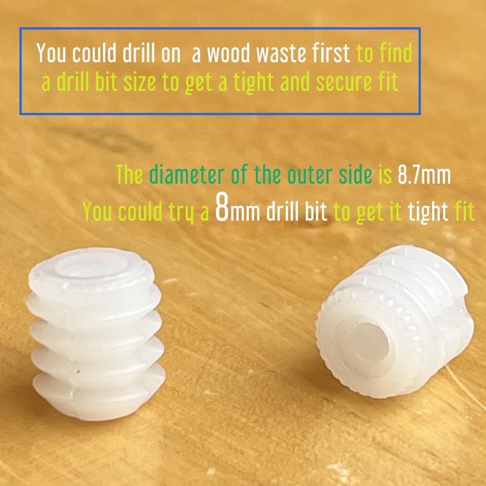 100 Pieces 8.75 x 10 mm Plastic Hinge Dowel Inserts Replacement Anchors for Kitchen Cabinet Bathroom Locker Cupboard Doors โ image 2