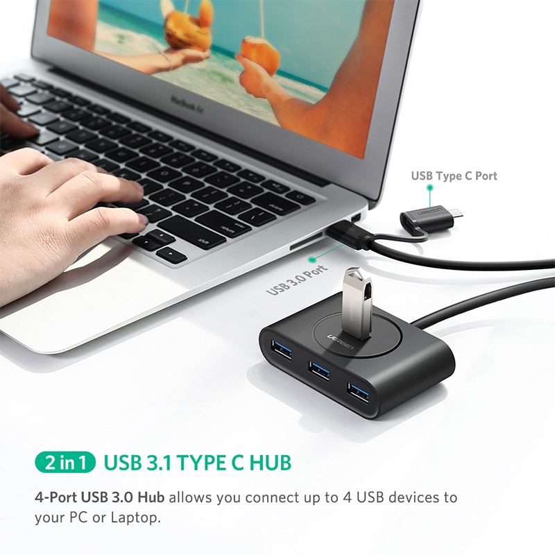 UGreen USB 3.0 Hub With Type C port Black 1M 40850 โ image 4