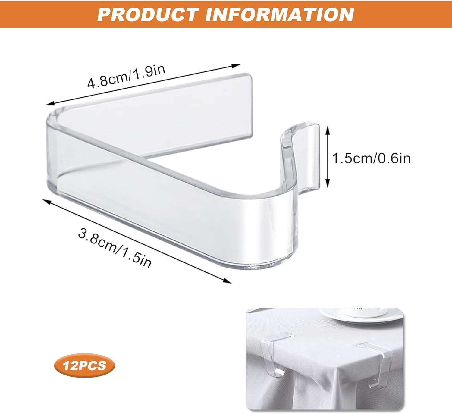 Picnic Table Cloth Clips Outdoor, 12 Pcs Plastic Tablecloth Clips Clear Table Cloth Holder Cover Clip for Tablecloth Indoor Home — image 2
