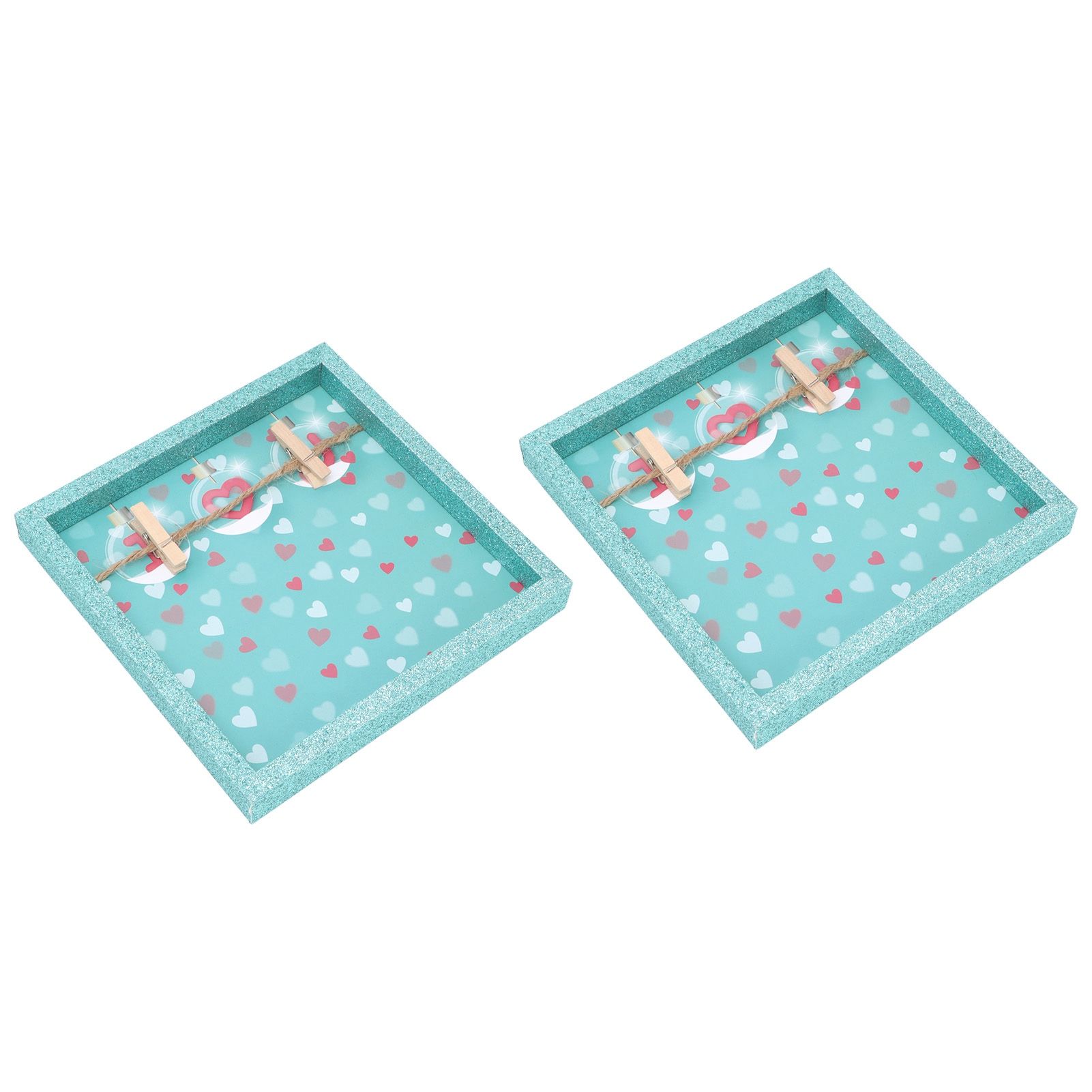 2 Pcs Picture Frames Innovative Wall Mount Photo Display Frames with Wood Clips for Home DecorationGreen Powder Photo Frame β image 4