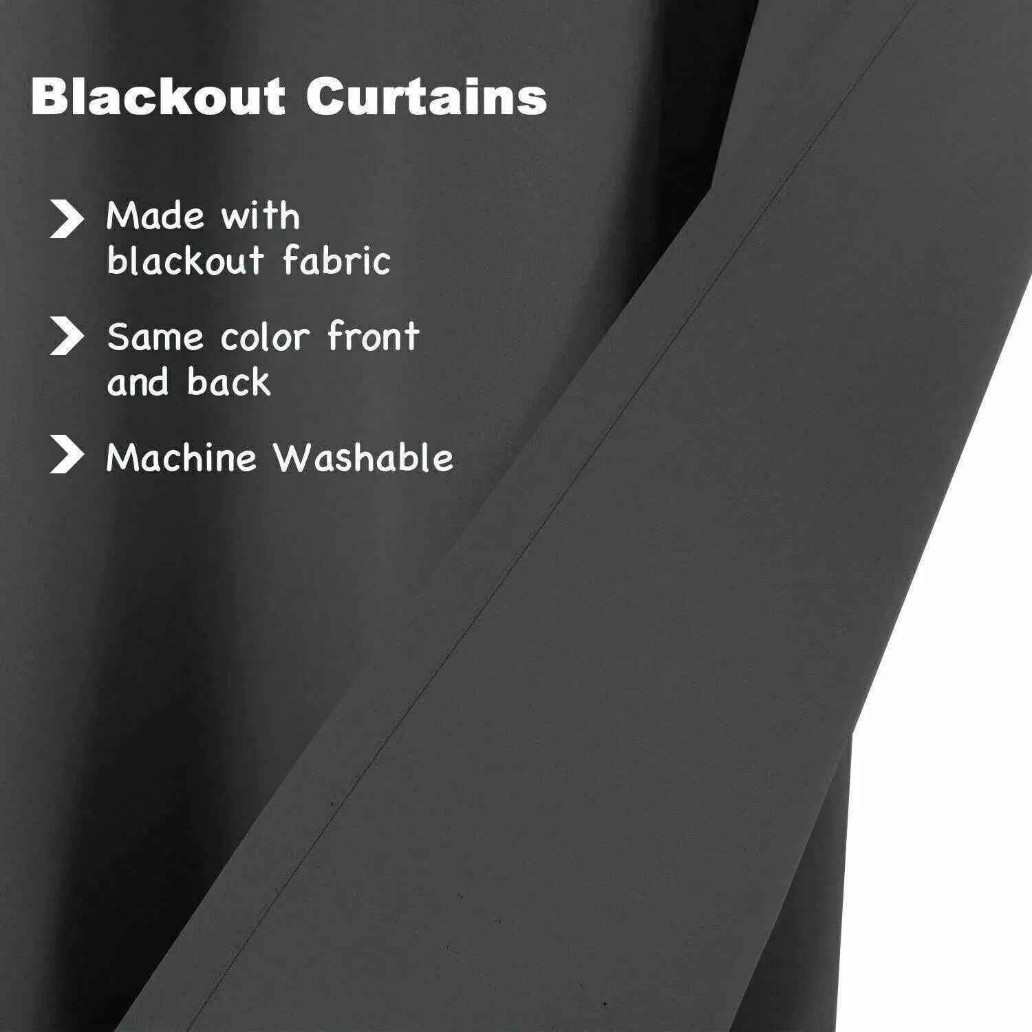 2pcs Semi Blackout Curtain Fabric Solid Colour Home Decor Drapes for Living Room - Dark Grey - 132 × 160cm — image 5