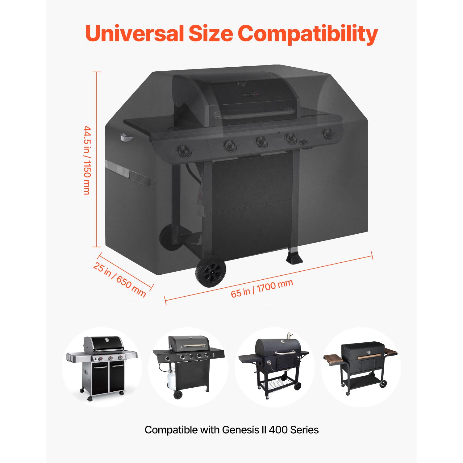 65 inch Grill Cover Heavy Duty BBQ Gas Grill Cover Outdoor Waterproof — image 4