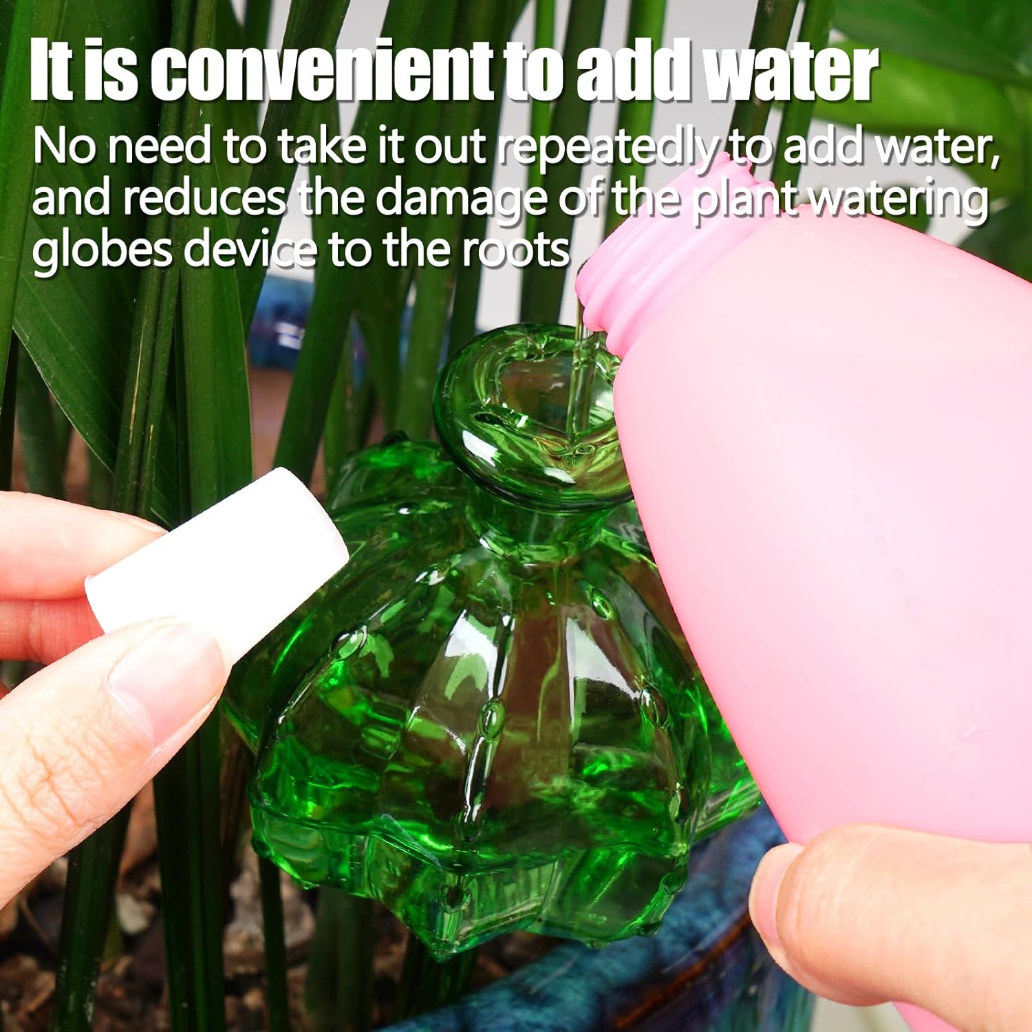 Self-watering planter. Watering devices for plants. Watering bulbs for plants. 4 plant watering bulbs. Green, cactus-shaped, self-watering bulbs — image 3