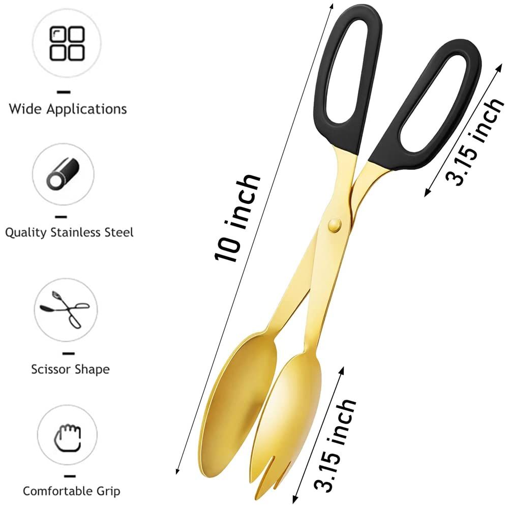 2 Pack 10 Inch Gold Serving Tongs Gold Serving Utensils Salad Tongs Buffet Tongs Non-Slip & Stainless Steel โ image 5