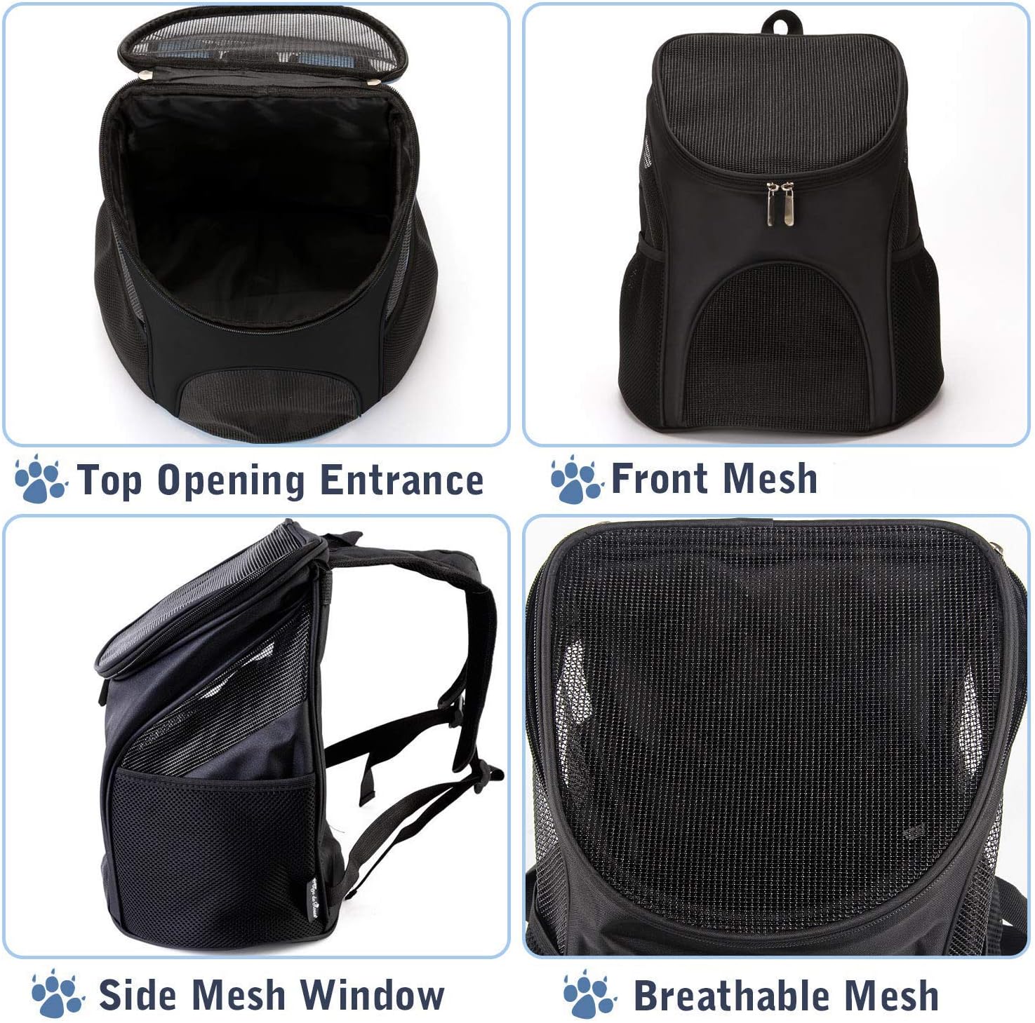 Pet Carrier Backpack for Dogs and Cats Travel Bag up to 8kg 36 × 31 × 45 cm Black — image 2
