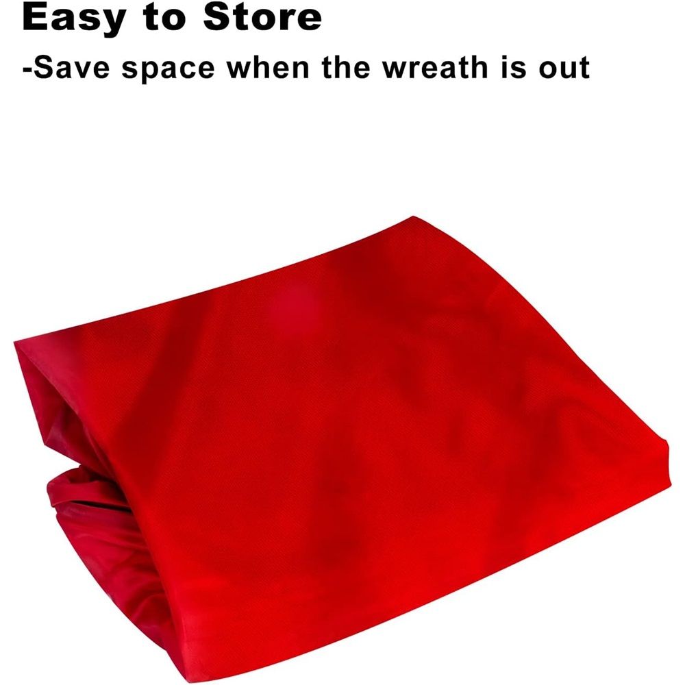Christmas Wreath Storage Bag - 30 Inch, Red, Cotton, Zipper Closure, Reinforced Handles, Double Zippers, Clear Card Slot, Ideal for Christmas Decorations — image 3