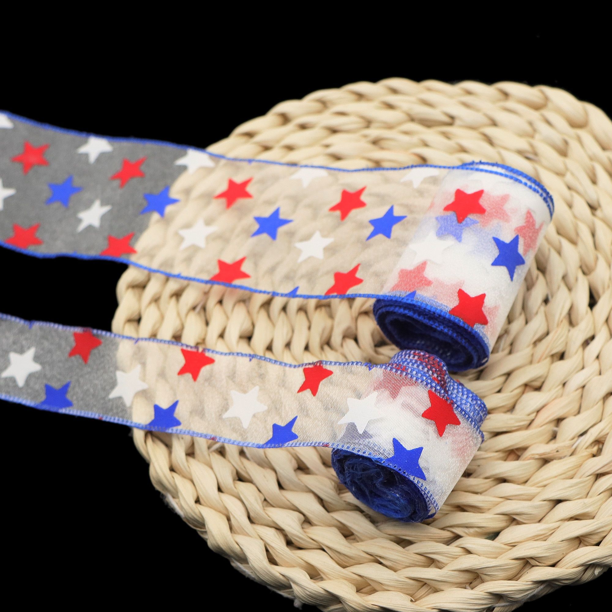 5 Yards/Roll Retro Patriotic Ribbon, Red White Blue Star Organza, Width 25mm, for July 4th Crafts, Wreaths, Bows, Party Decor, Pre-Cut DIY Gifts โ image 3