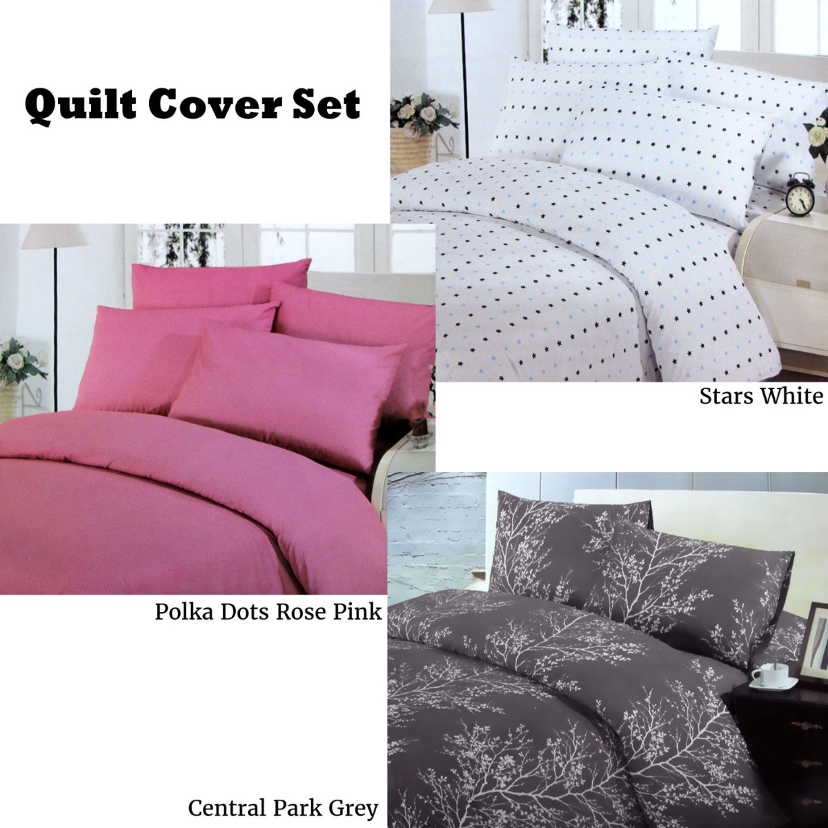 Polyester Cotton Stars Quilt Cover Set Double — image 3