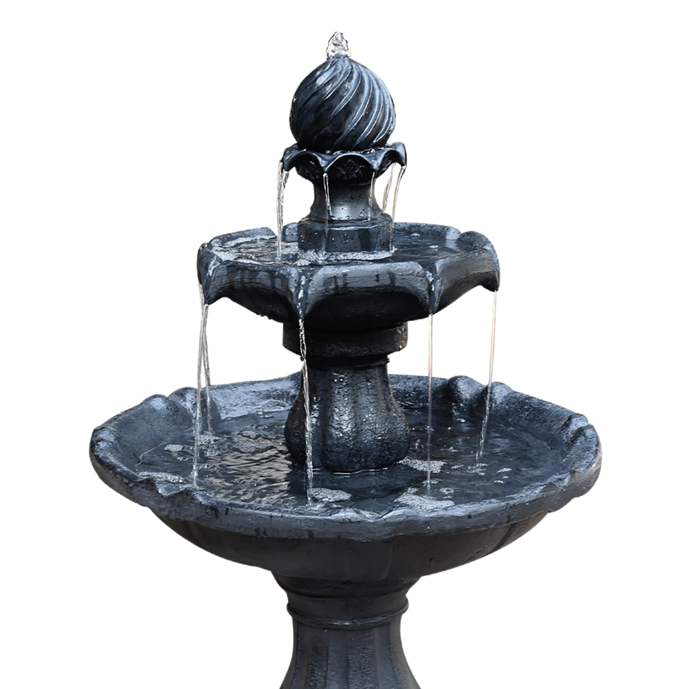 Gardeon Solar Water Feature 3-Tier Fountain with Pump Kit Bird Bath 93CM Black โ image 3