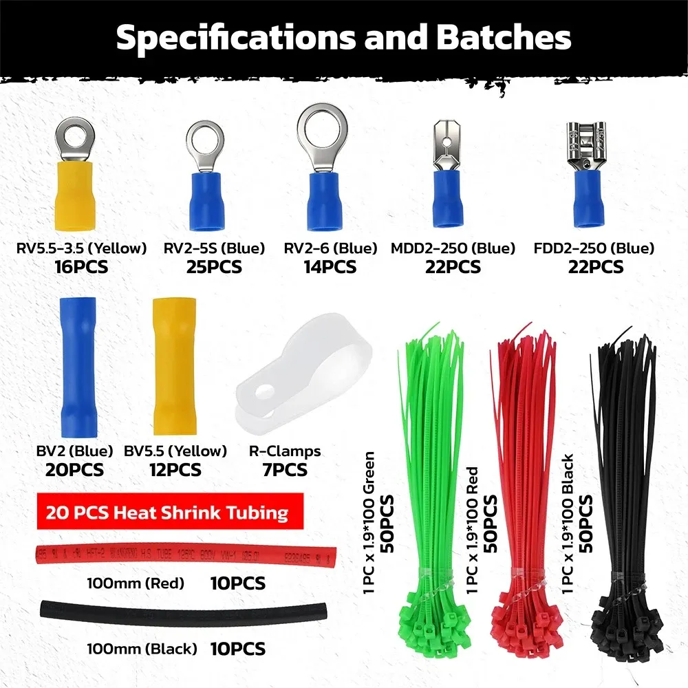 HORUSDY 308PCS Crimp Terminals Kit Ring Spade Butt Connector Set for Wiring โ image 2