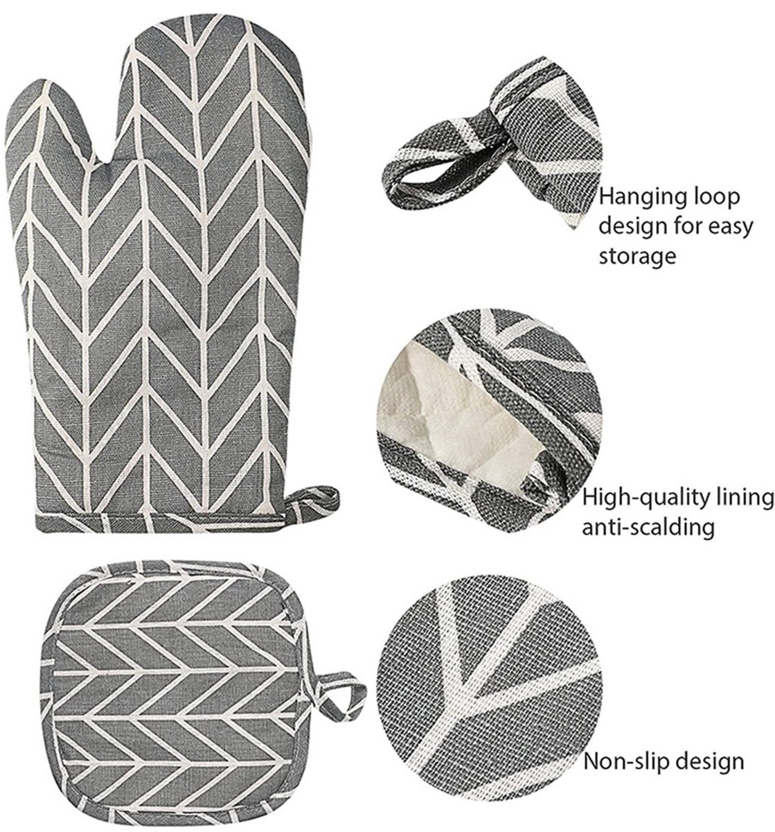 Set of 6 - Oven Mitts and Heat Resistant Mat - Microwave Gloves and Heat Resistant Oven Mat - Cooking Specific — image 5