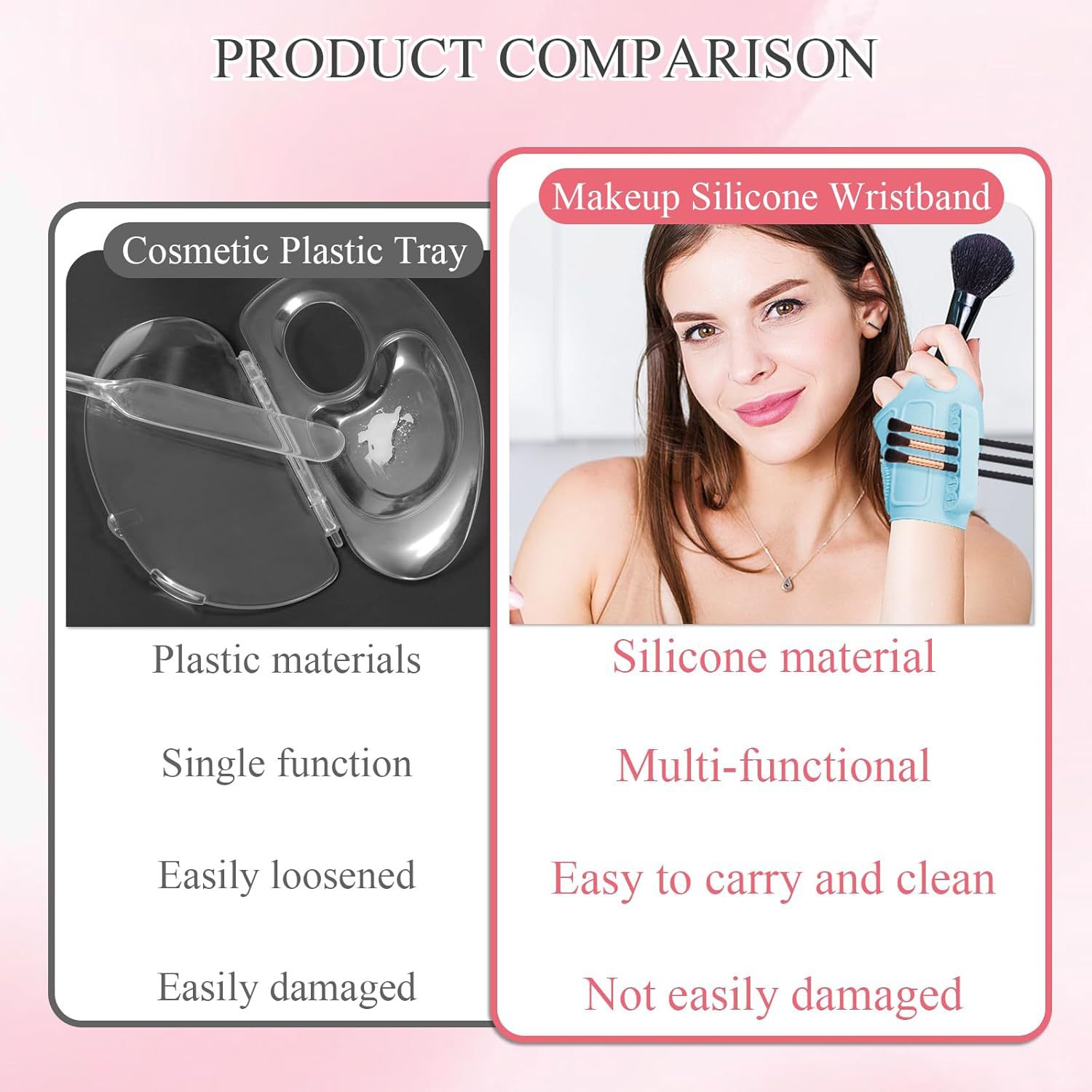 2pc Multi-Functional Silicone Makeup Artist Wristband - Wearable Palette, Brush Holder & Cleaner(Purple) โ image 4