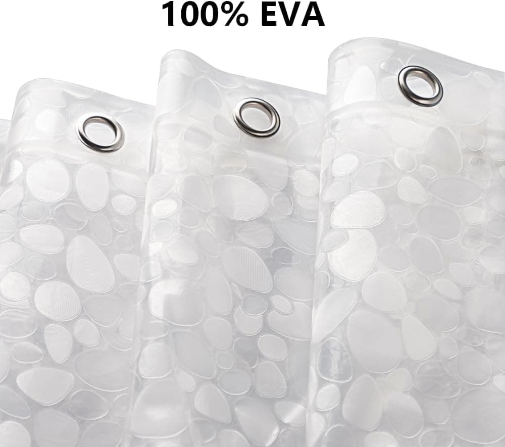 Waterproof EVA Shower Curtain with Pebble Pattern, 180x180 cm, Transparent Odorless โ image 4