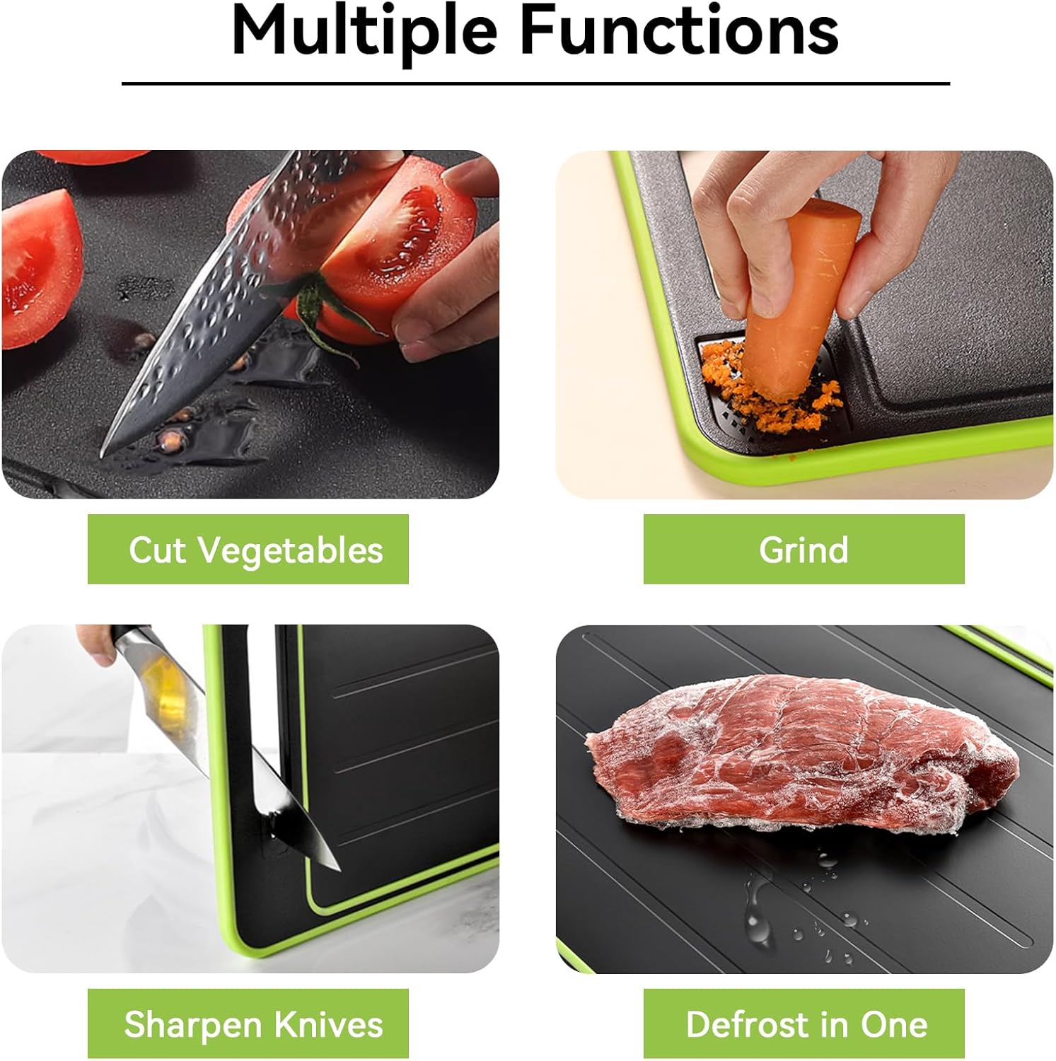 2 in 1 Defrosting Tray, Defrost Cutting Board with Knife Sharpener, Thawing Tray for Frozen Meat, Double Sided Sharpener â image 6