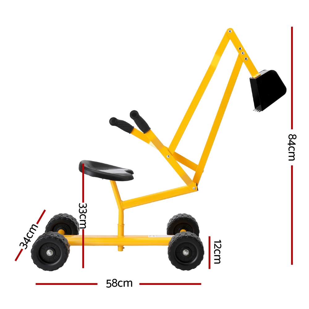 Keezi Kids Ride On Car Digger Bulldozer Sandpit Play Toys Rotate Seat Yellow โ image 2