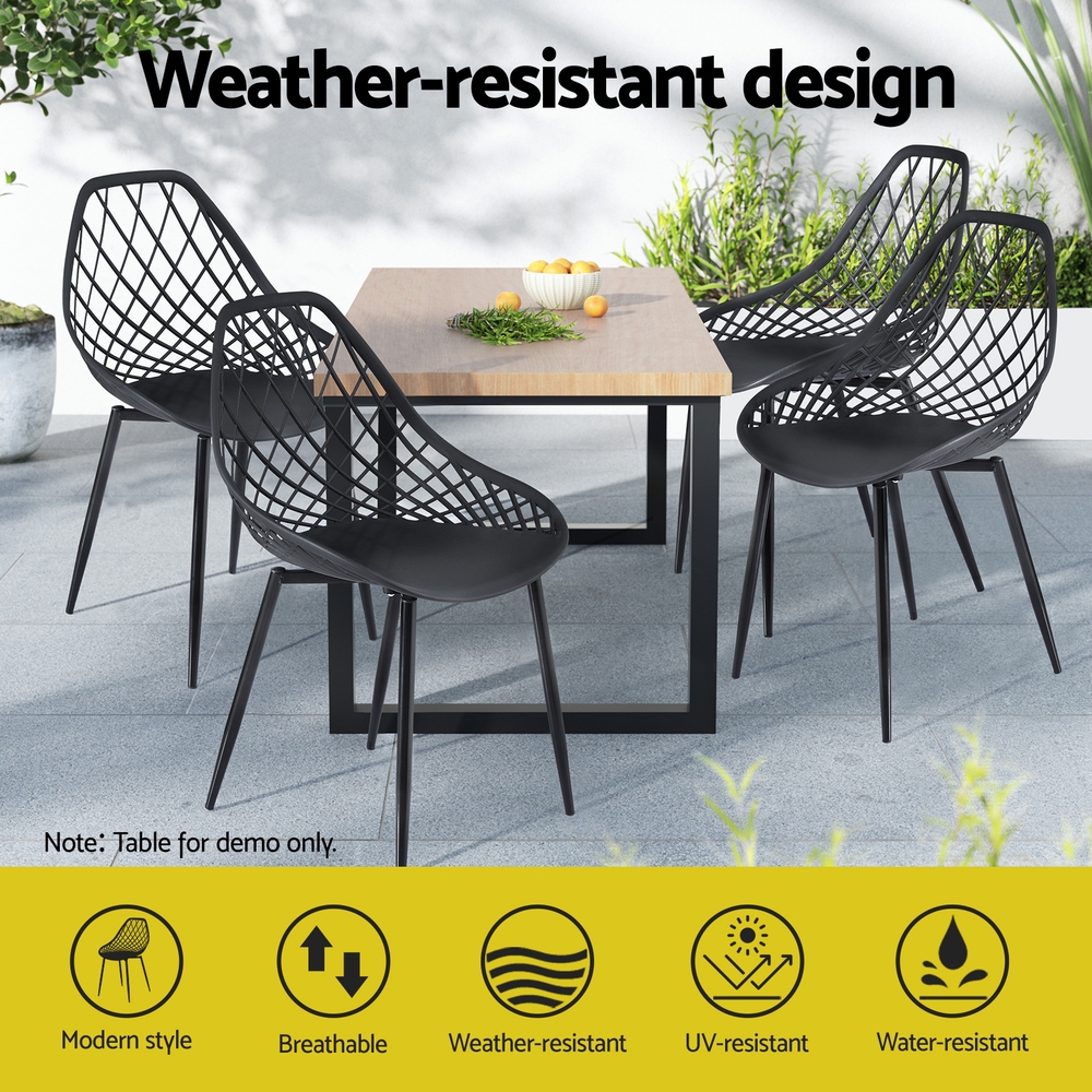 Gardeon 4PC Outdoor Dining Chairs PP Lounge Chair Patio Garden Furniture Black — image 4