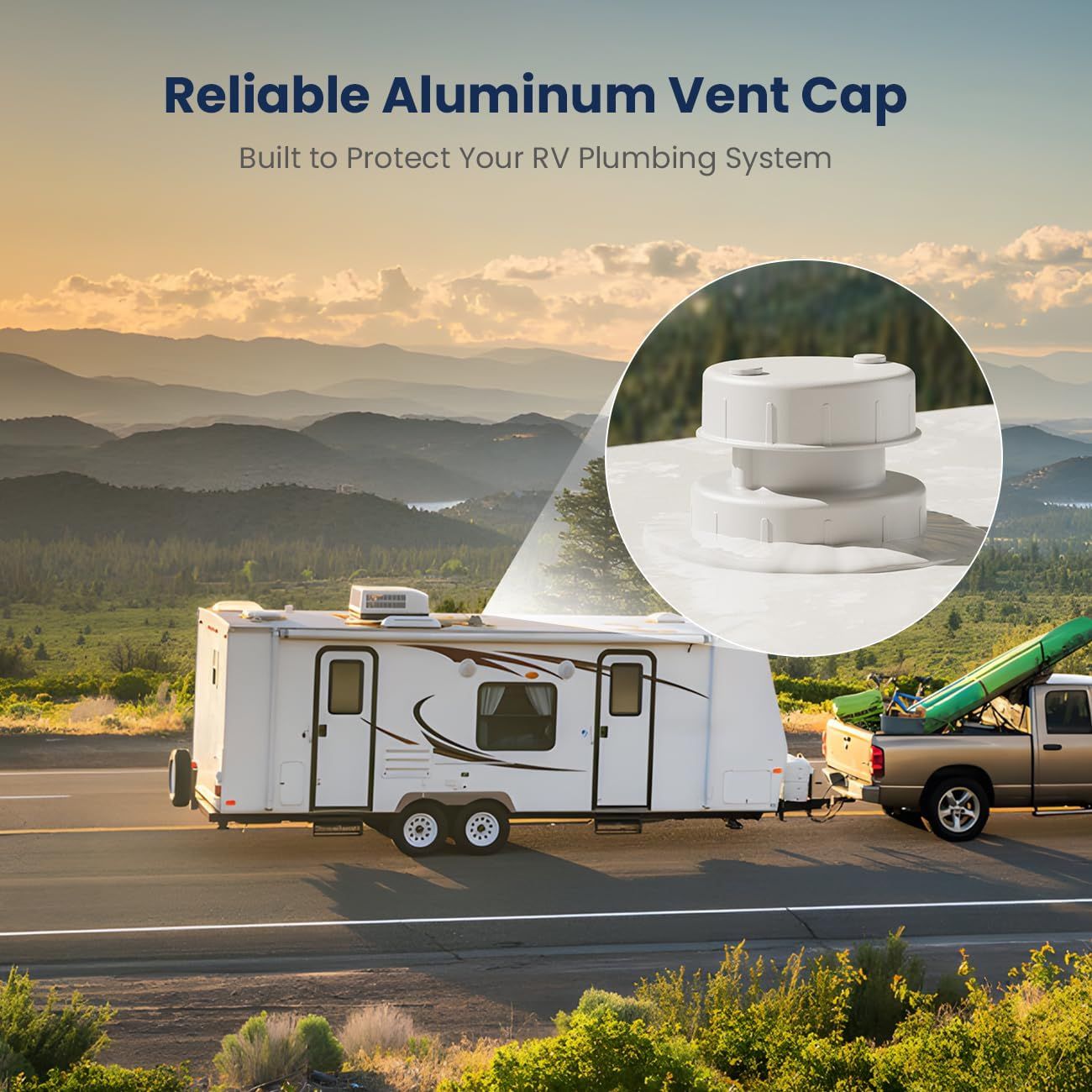 RV Plumbing Vent Cap - Aluminum Trailer Roof Pipe Vent Cover - Weatherproof Durable Replacement for RV Camper Motorhome - Black 2-Pack โ image 3