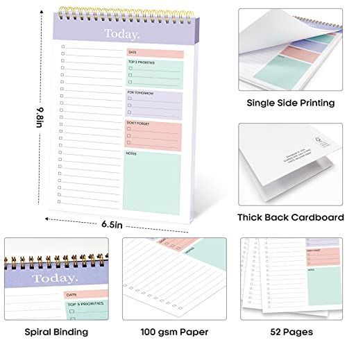 6Pack To Do List Notepad, Undated Daily Planner for Work and Goal Setting Greenery Sway, 52 Sheets, 9.8" x 6.5", Home and school, Daily Task Plannin — image 6