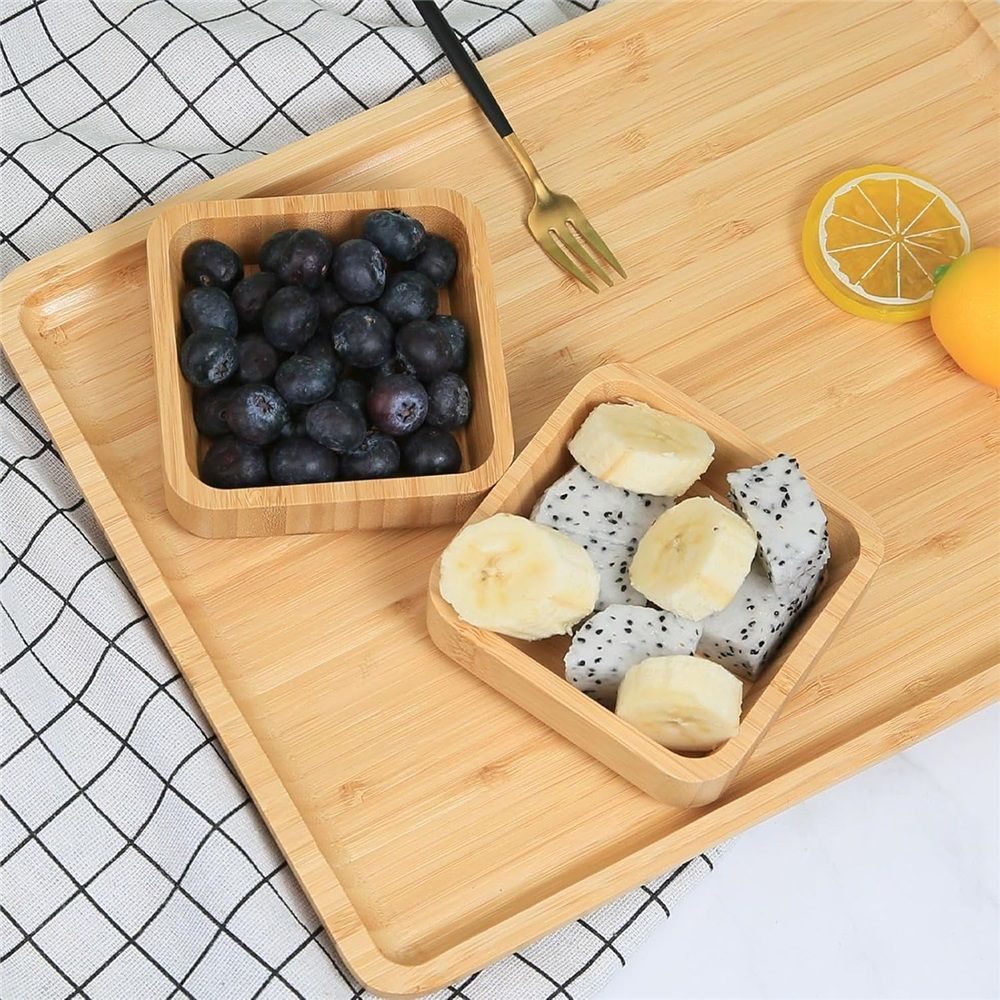 Bamboo Wooden Bowls Set, 4-inch Square Snack Bowls for Appetizers, Dips, Nuts Desserts and More, Small Reusable Wooden Serving Bowl for Dinner Party and — image 4