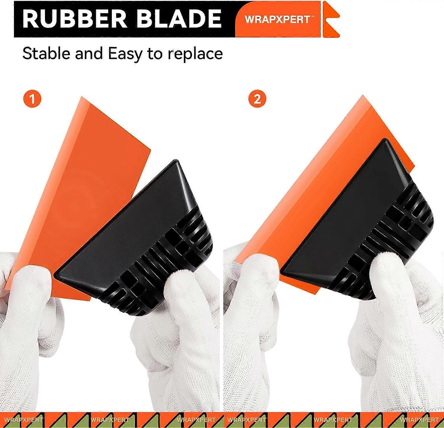 2pcs Orange Window Tint Squeegees, Non-Slip Rubber Handle PPF Tools โ image 3