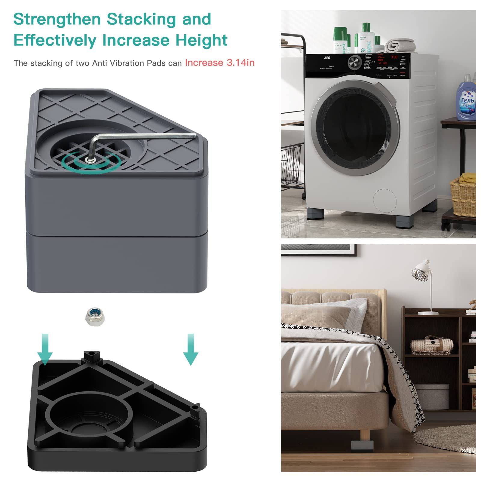4pcs Anti vibration pad for washing machine and dryer base, used to eliminate the impact and noise of washing machine foot pads — image 5