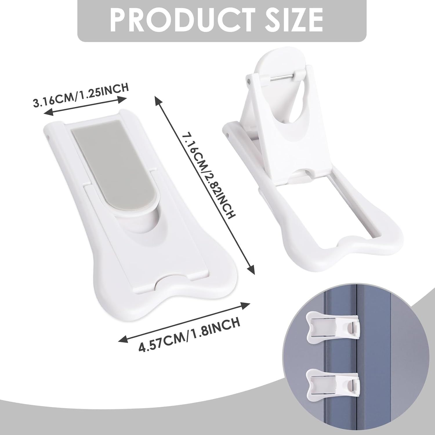 2 PCS Sliding Door Locks,Slide Closet Doors Window Stoppers for Windows,Closets,Cabinets,Sliding Glass Door — image 3