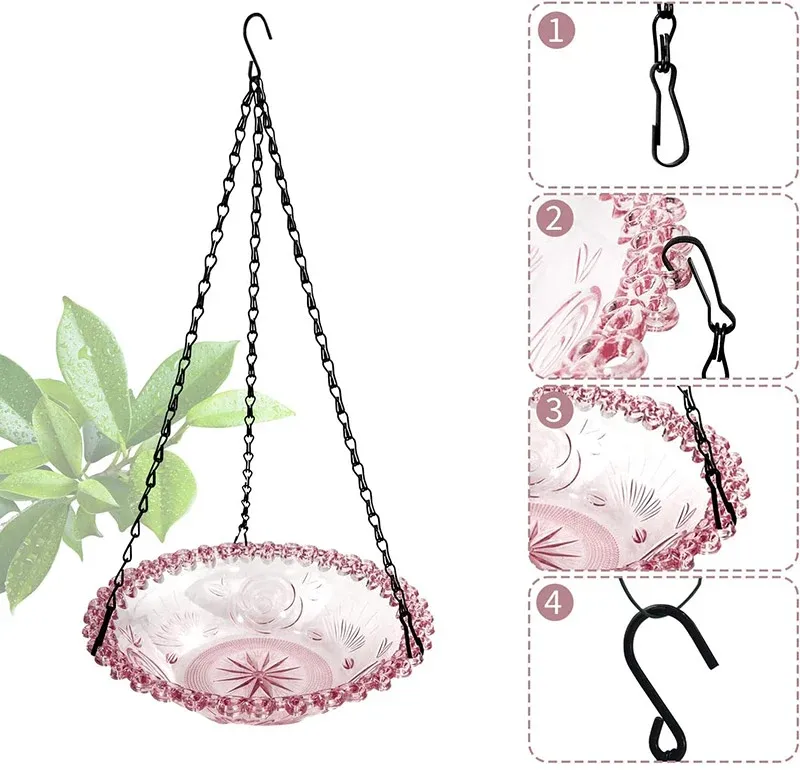 Balcony Bird Feeder Hanging Rail Mount Outdoor Suspended Feeding Station Garden - Grey — image 5