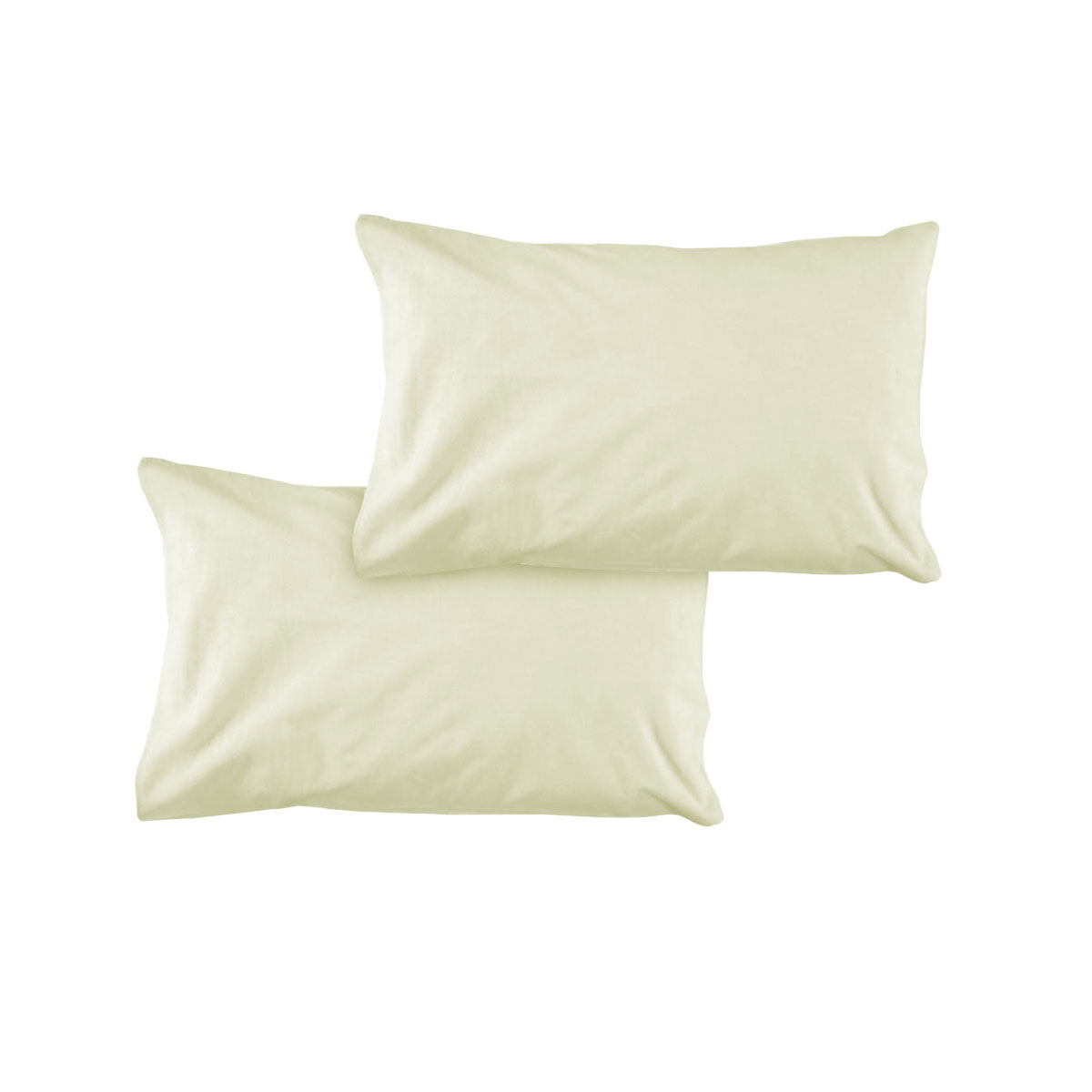 Pair of Solid Colour Microfiber Standard Pillowcases 48 × 73cmx15cm (Flap) Cream