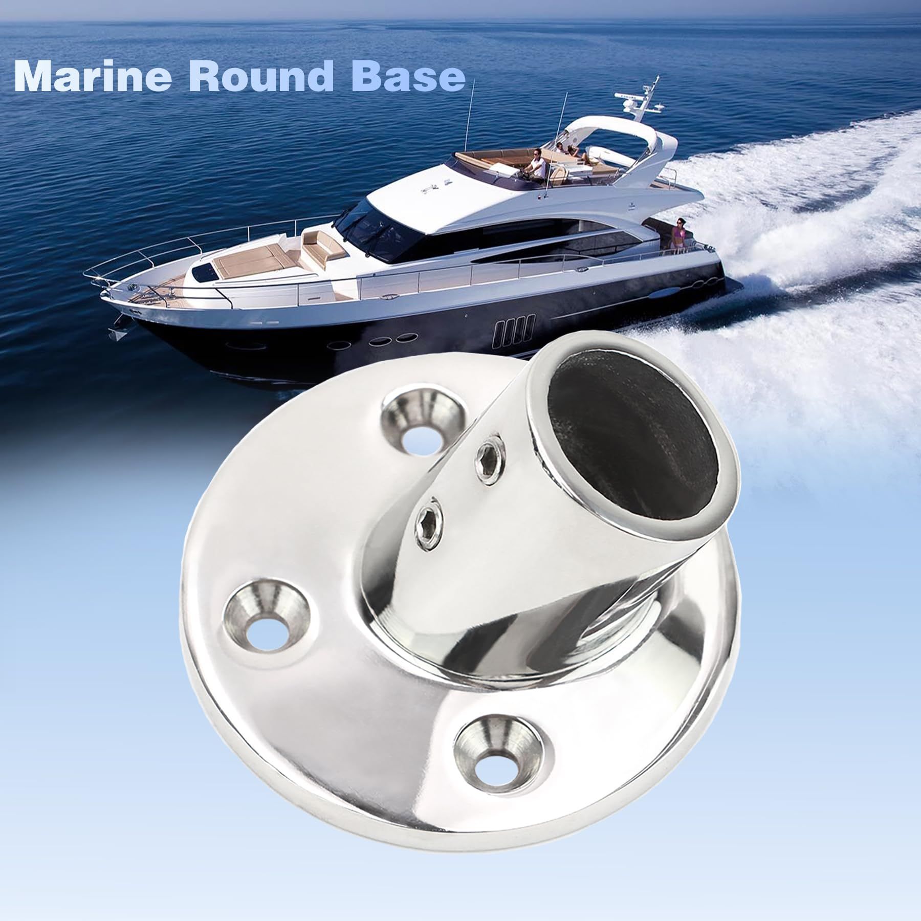 4 pack Boat Hand Rail Fitting Heavy Duty 316 Marine Round Base with Screws, Hand Rail Fitting Rail Tube Stanchion Base Column Accessories โ image 2