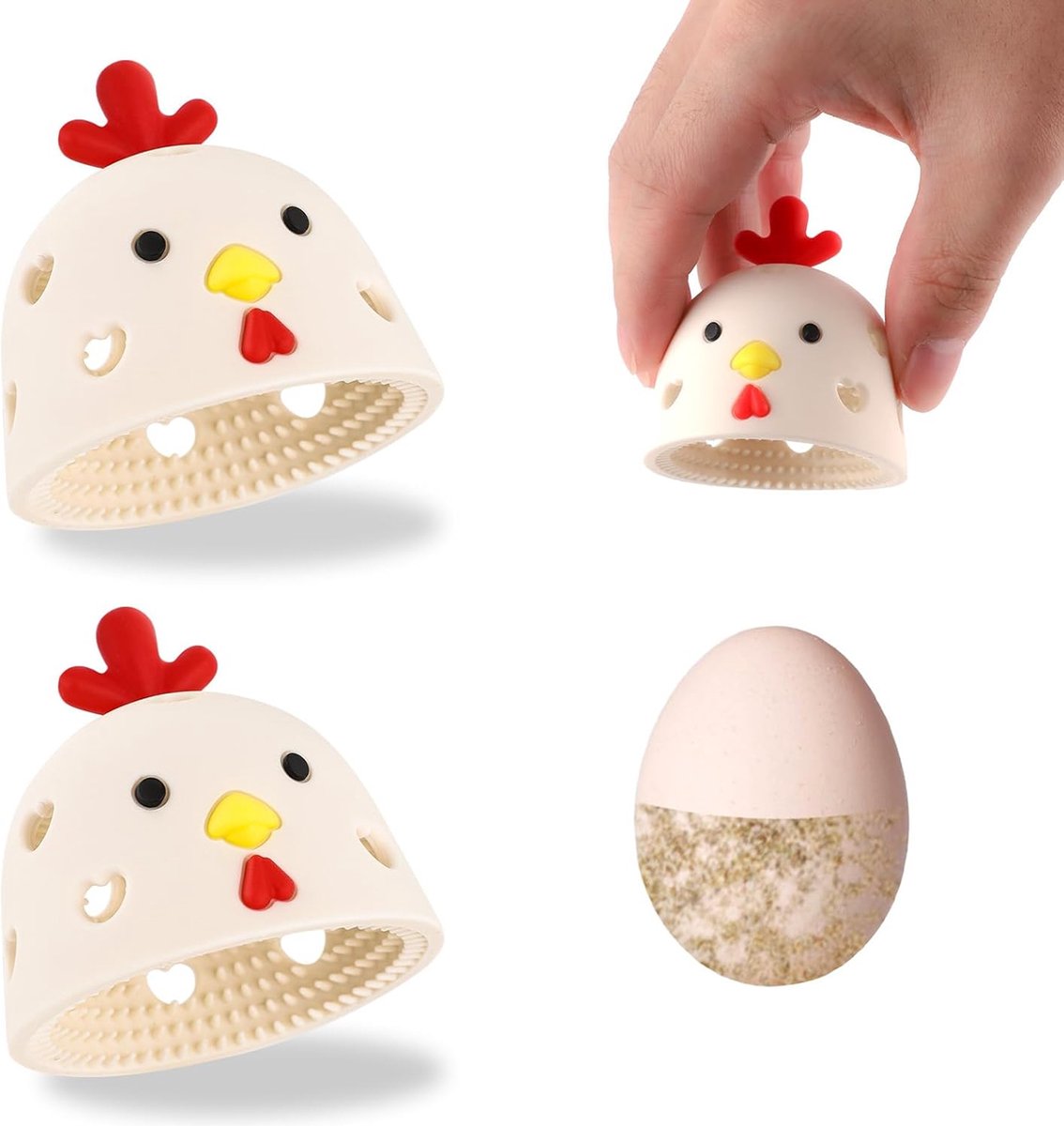 Egg Cleaning Brush 2 Pieces - Silicone Egg Brush Cleaner - Kitchen Accessories - Fresh Egg Brush Cleaner - Kitchen Brushes - Chicken Head Shaped Egg Brush