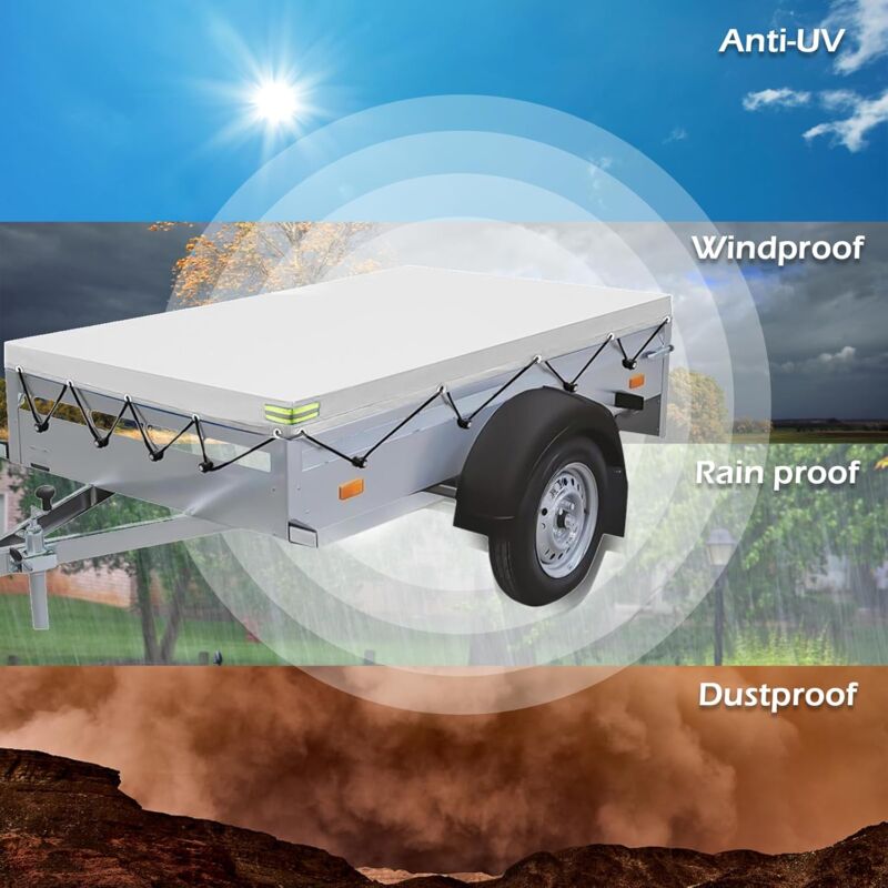 Flat Trailer Cover - 208 X 114 X 13 Cm - Dustproof - For 750 Kg Trailer - Grey โ image 4
