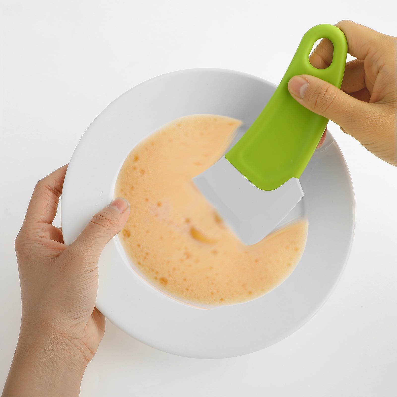 2Pcs Silicone Pan Cleaning Scraper, Dish Scraper for Kitchen Non-stick Plastic Pot Scraper Tool (Green&Yellow) — image 4
