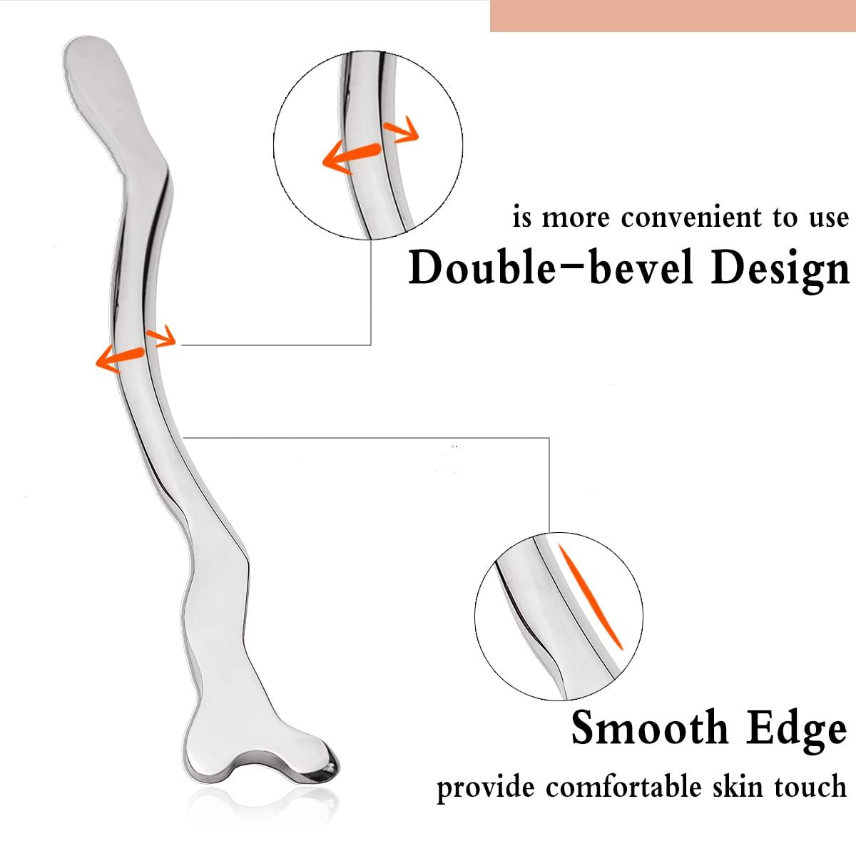 Stainless Steel Gua Sha Long Bar, Metal Guasha Scraping Tool, Muscle Scraper Stick for Deep Tissue/Fascia/Face/Scar — image 4