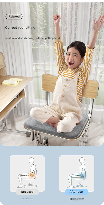 Memory Foam Student Seat Cushion - Pressure Relief, Non-Slip with Adjustable Straps for Healthy Posture(Astronaut Gray 36x34cm) โ image 6