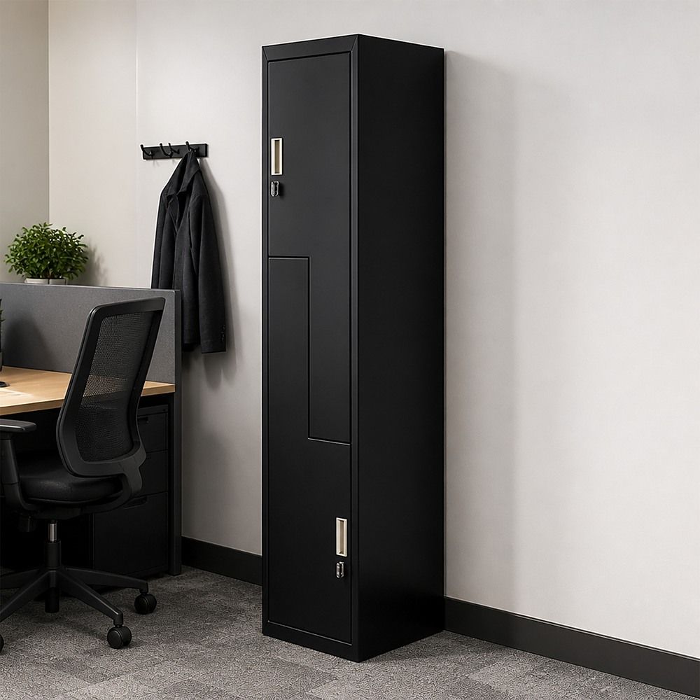 Black Two-Door L-shaped Office Gym Shed Storage Lockers — image 4