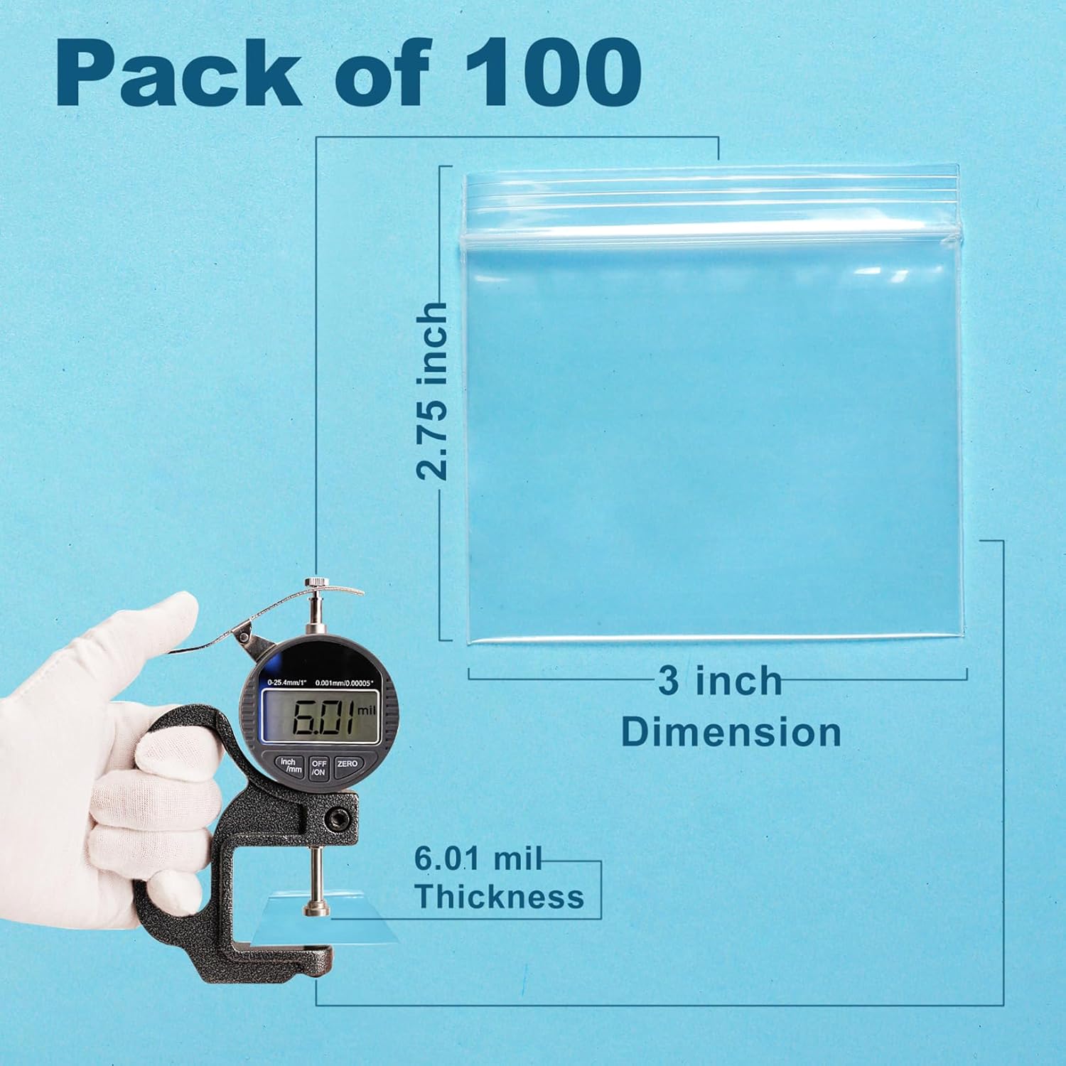 100 Packs Pill Bags 6 mil Sturdy 3 × 2.75 inch Pill Pouches BPA Free Seal Waterproof Handy Reusable Pill Bags for Travel Small Plastic Bags for Pill Organizer — image 2