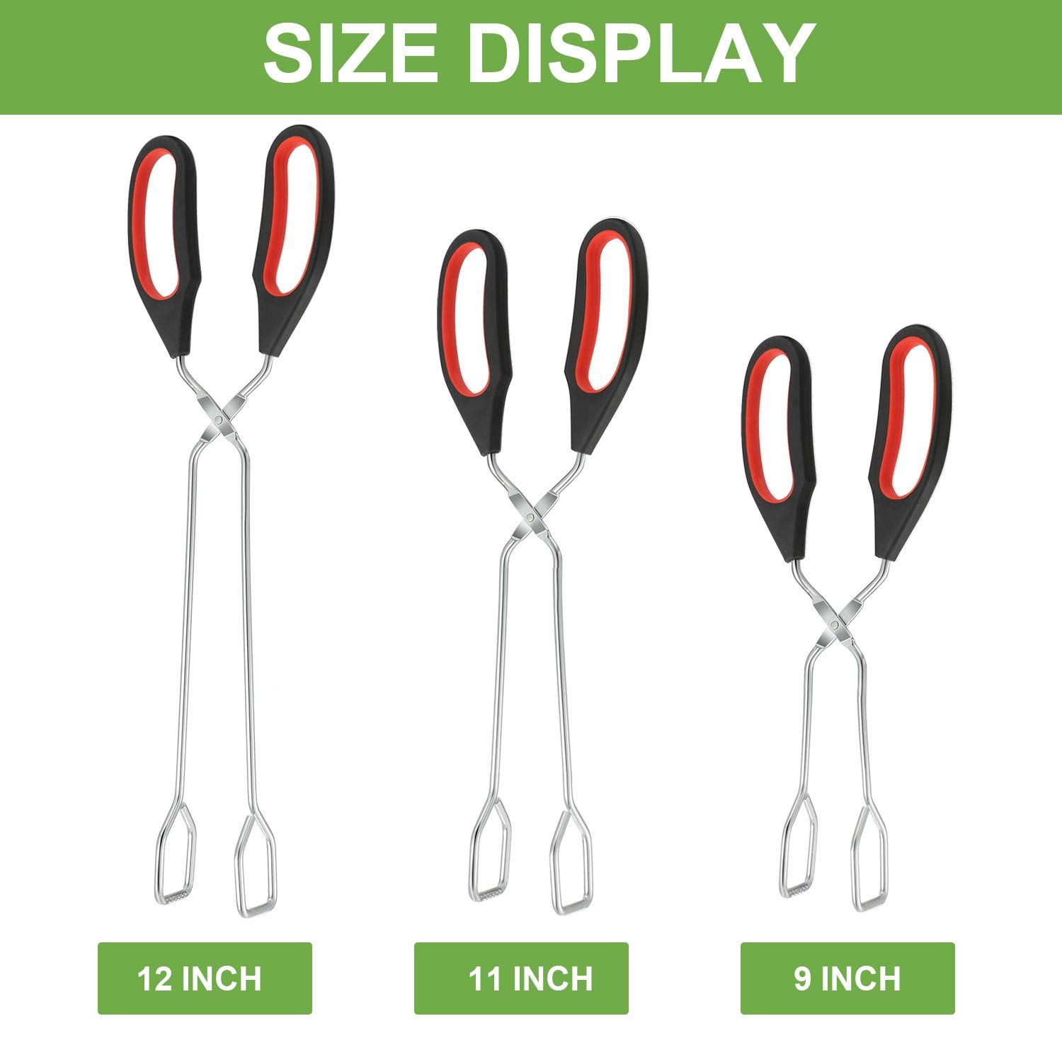 3 Pack Stainless Steel Scissor Tongs 9/11/ 12 Inch Cooking Scissor Tongs Kitchen Baking Bread Food Tong Barbecue Grilling Tongs โ image 3