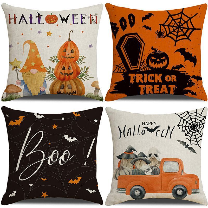 4PC Seasonal Decorative Pillow Cover, Fit For Christmas & Halloween, Style 16, Suitable For Sofa, Living Room, Bedroom, 45 × 45cm Does Not Include Pillow Core