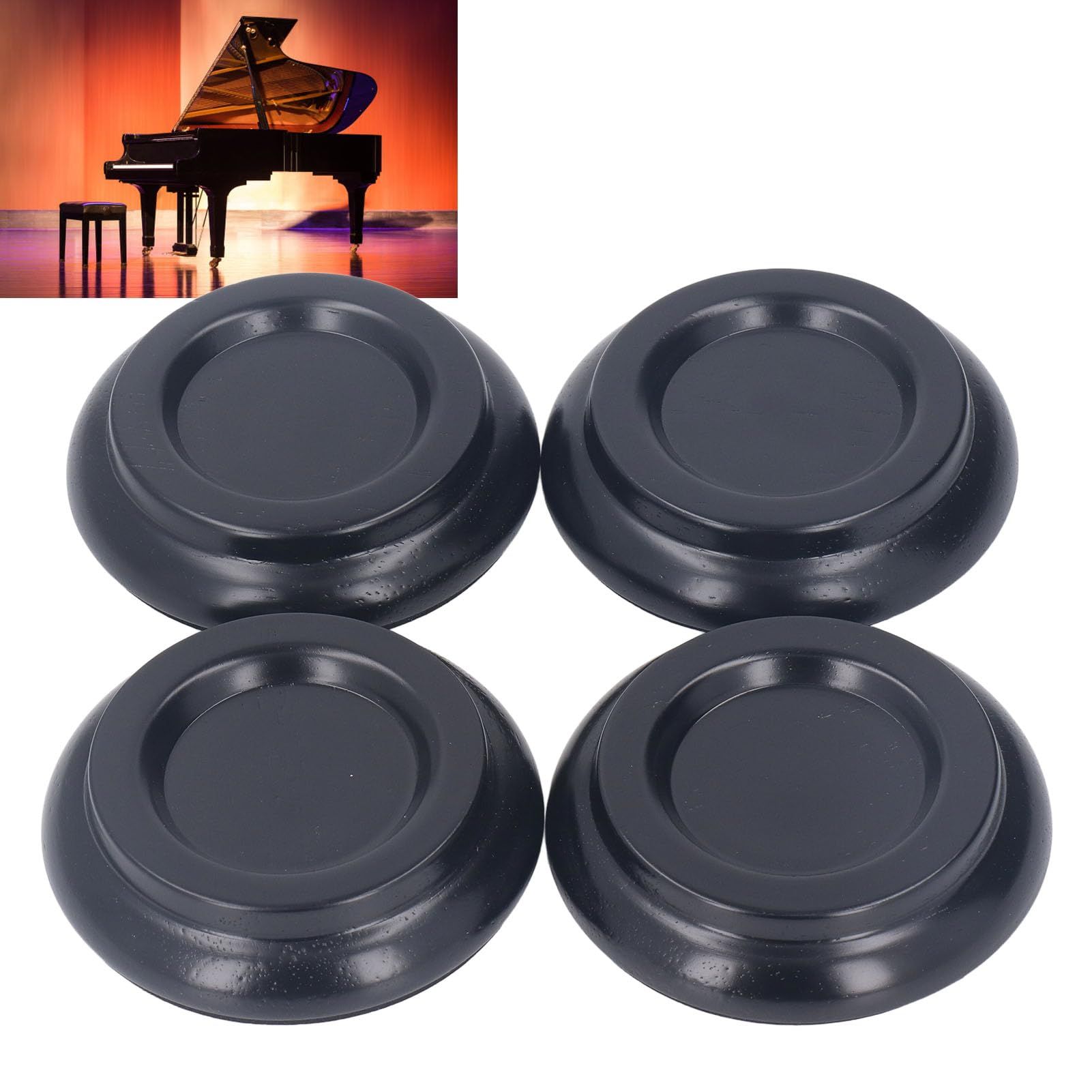 4PCS Beechwood Piano Caster Cups, Non Slip & Anti Noise Pad, Floor Protection with Wide Application for Upright Pianos (Black) — image 4