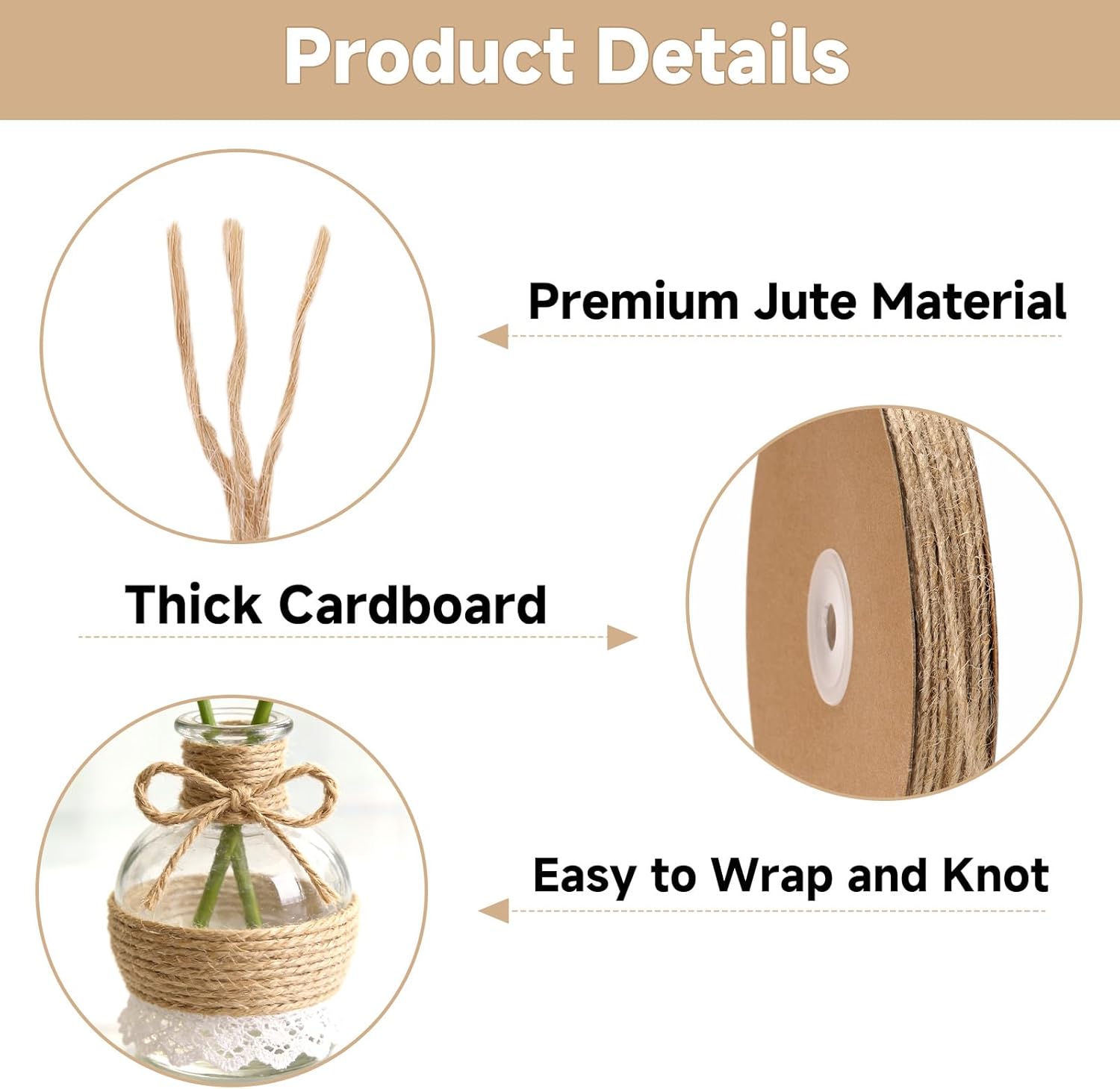 2MM Jute Twine - 328Ft Natural Brown Jute String, 3-Ply Thin String for Gardening, Craft Twine for DIY Crafts, Gift Wrapping, Crochet Kitting, Macrame Decor โ image 3