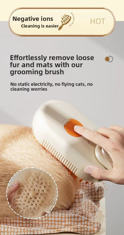 3 in 1 Electric Pet Spray Comb with Rotatable Handle Anti Static Grooming Brush for Cats and Dogs Massage Deshedding Tool Khaki โ image 4