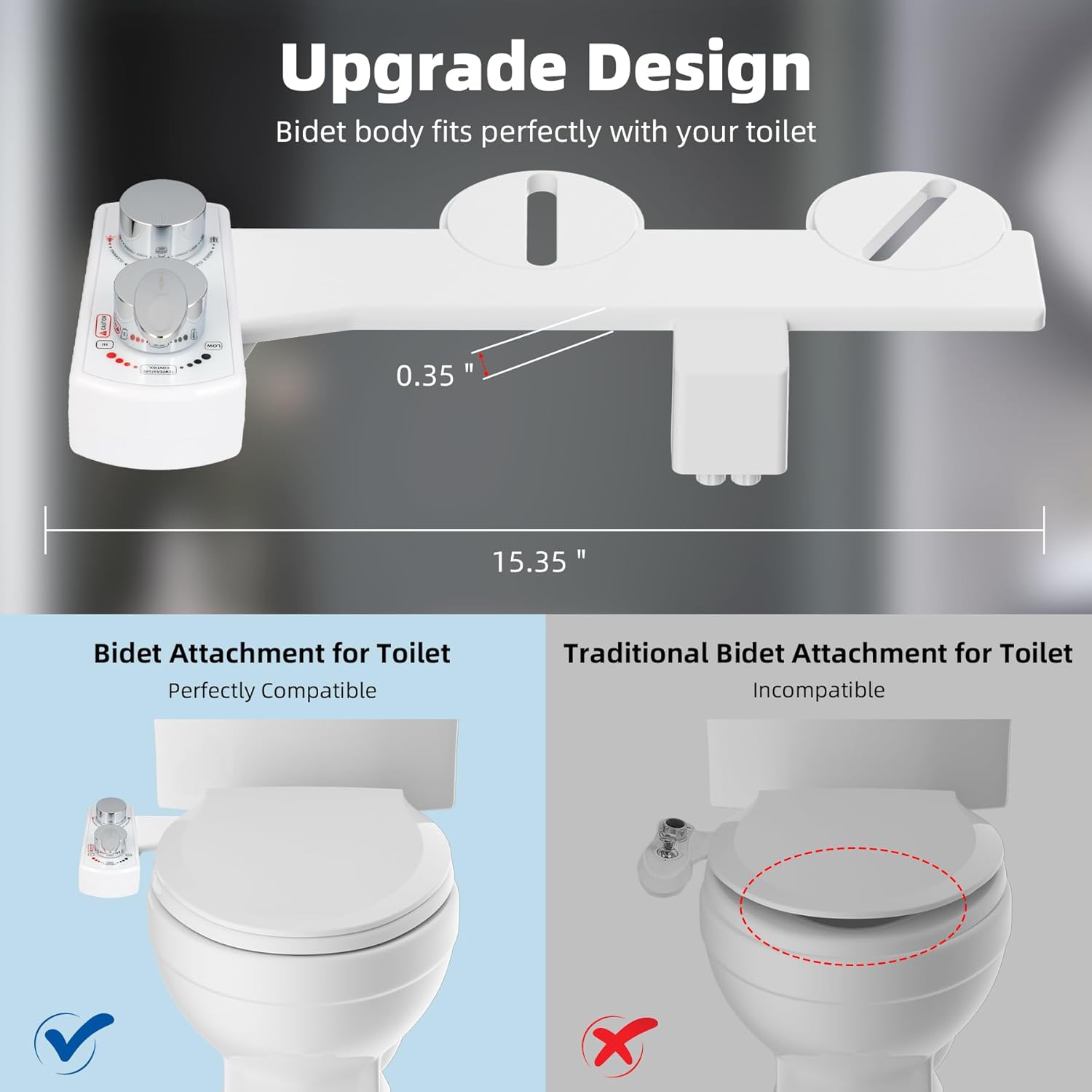 Bidet Attachment for Toilet with 2 PCS Universal Toilet Seat Bolts Kit — image 5