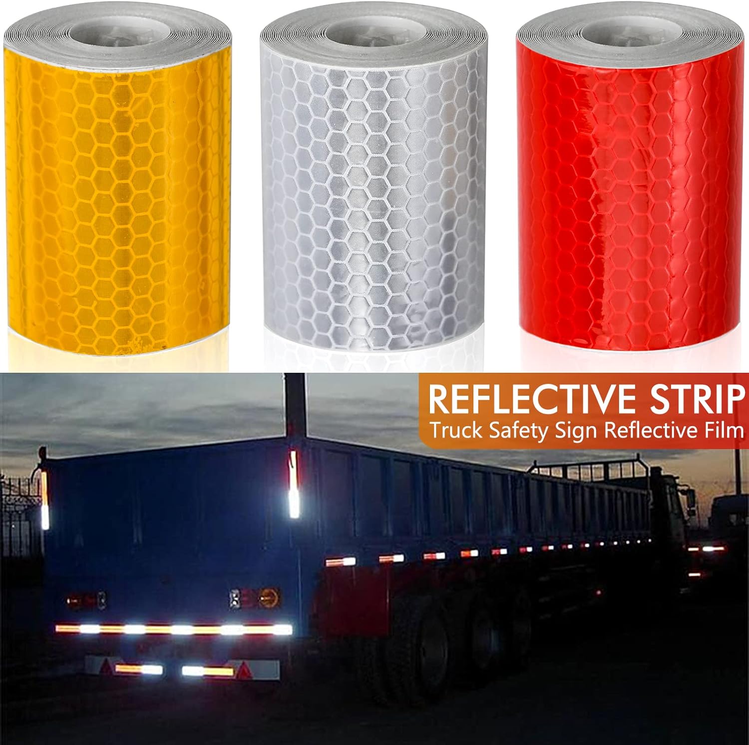 Reflective tape stickers - 3 rolls - White, yellow, red - Reflective tape - Safety warning strips - Traffic signs - Reflective signs - Stickers - 5 cm * 3 m — image 3