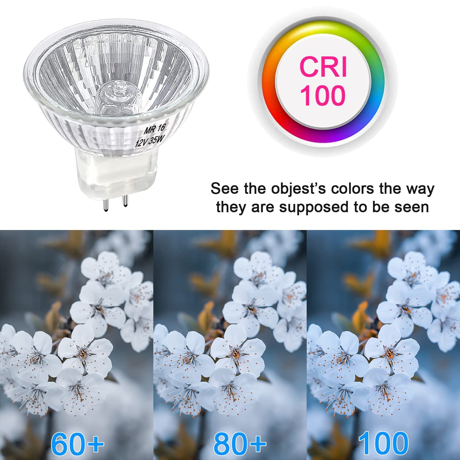 MR16 Halogen Bulb 35W Dimmable 12V GU5.3 Bi Pin Base Spotlight with Long Lifespan, 2700K Warm White MR16 Bulbs 6 Pack — image 4