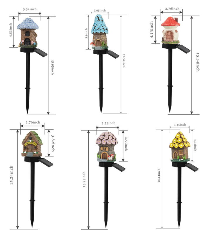Yellow House Solar Powered Mushroom House Garden Stake Lights - Outdoor Waterproof Resin Landscape Decorative Lamps with Warm LED Glow for Patio, Lawn, and โ image 2
