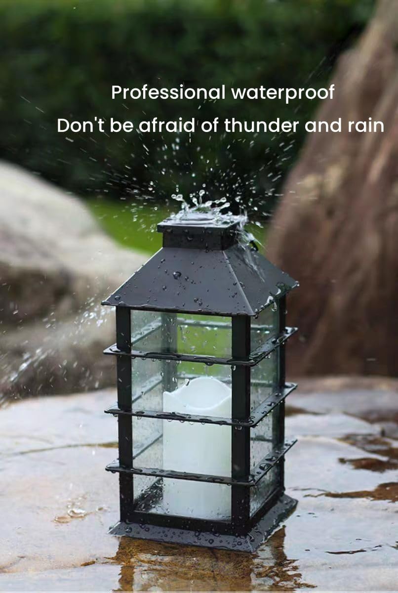 Waterproof outdoor solar lamp with candle flame effect, energy saving, warm white LED for patio, garden, lawn, terrace, tent, tree and garden - 2-pack — image 3