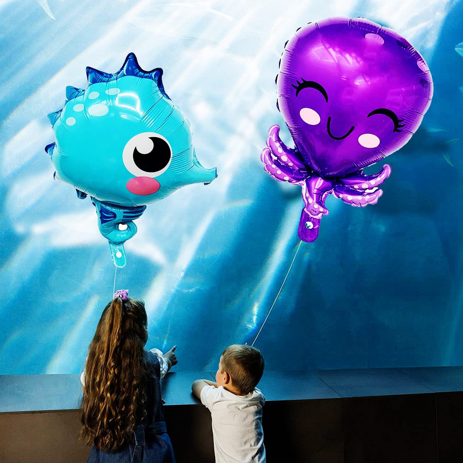 Ocean Animal Birthday Party Decoration, Ocean Animal Balloon Set No.1 Octopus Pufferfish Starfish Blue Ocean Balloon — image 5
